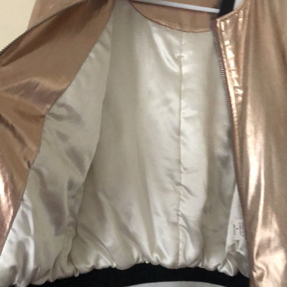 Hot & Delicious Metallic Zip Up Jacket ROSE GOLD - Picture 11 of 15